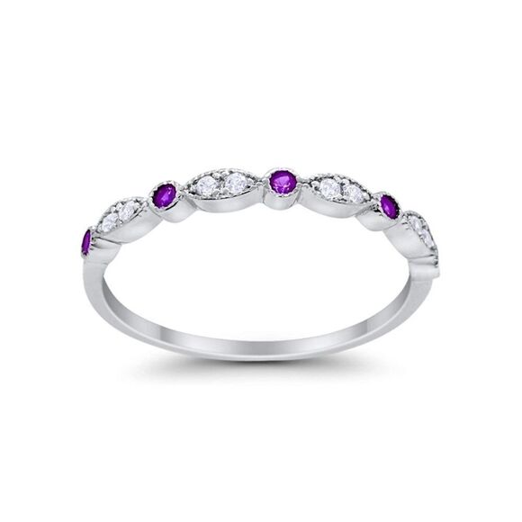 NEW! Dainty “Flora” 18K Purple Sapphire Ring Set - Picture 4 of 4